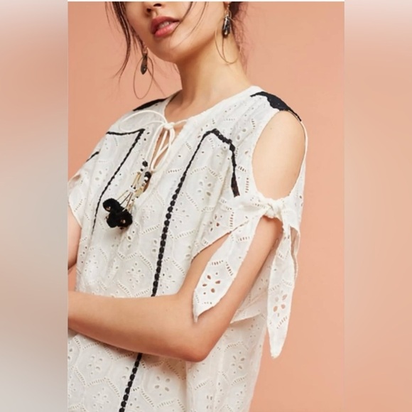 Anthropologie Hemant & Nandita Aditya White Embroidered Dress Size M - Picture 8 of 16